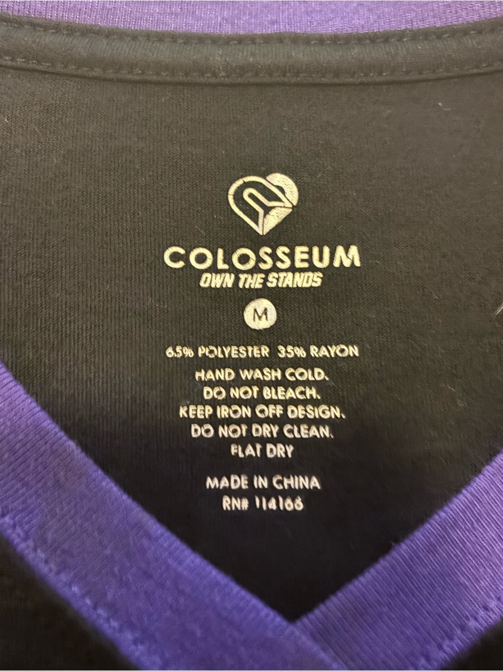 Colosseum Black V-Neck Tee with Purple Trim, Minnesota State Mankato, size M - Picture 7 of 7